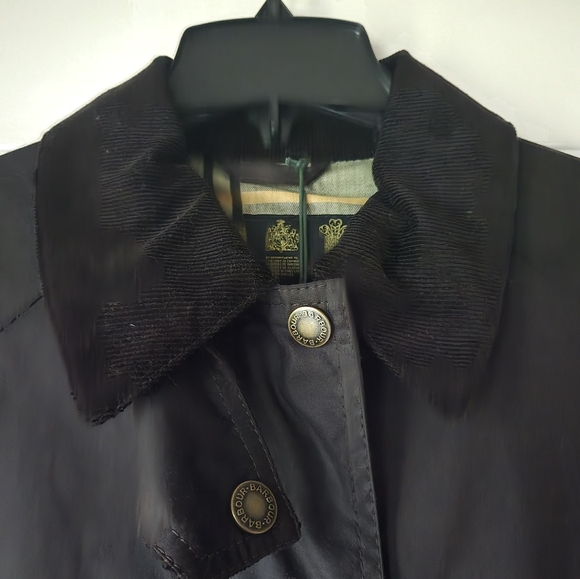 Barbour thigh length chocolate brown wax jacket NWT sz 6 - Picture 5 of 16